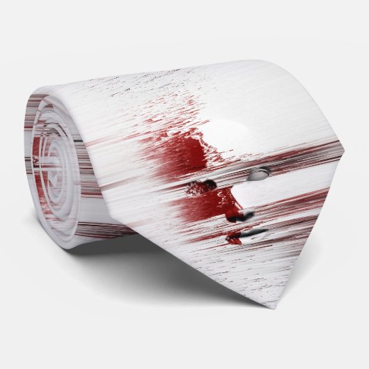 Abstract rood gezicht stropdas (Opgerold)