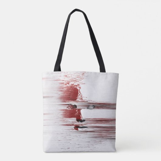 Abstract rood gezicht tote bag (Achterkant)