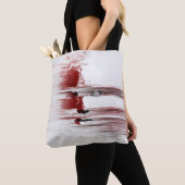 Abstract rood gezicht tote bag (Dichtbij)
