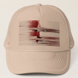 Abstract rood gezicht trucker pet
