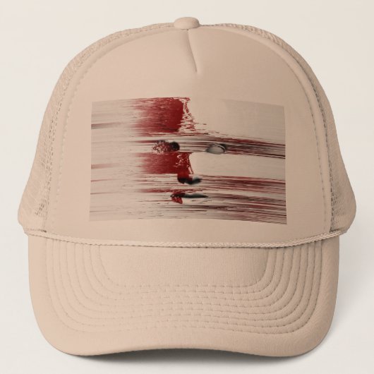 Abstract rood gezicht trucker pet (Voorkant)
