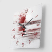 Abstract rood gezicht vierkante klok (Hoek)