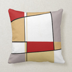 Abstract rood goud en grijs kussen