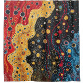 Abstract rood, goud en zwart douchegordijn (Voorkant)