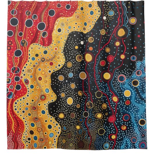 Abstract rood, goud en zwart douchegordijn (Voorkant)