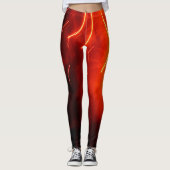 Abstract rood goud licht streaks vuurwerk bokeh leggings (Voorkant)