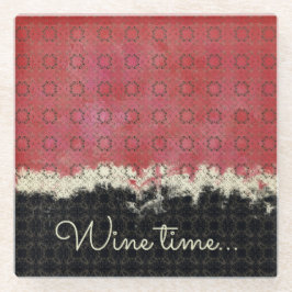 Abstract Rood, Grijs, Brons  Patroon Glazen Onderzetter