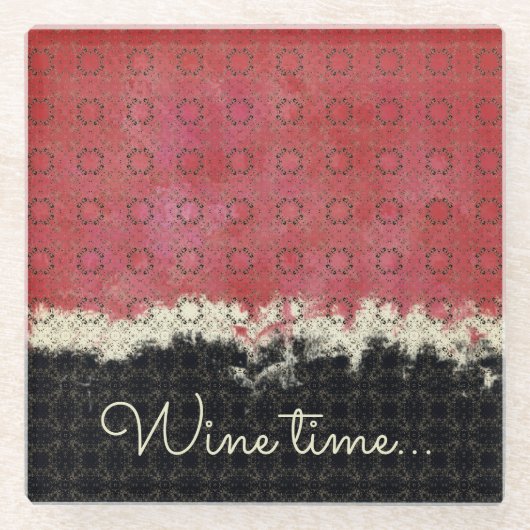 Abstract Rood, Grijs, Brons Patroon Glazen Onderzetter (Voorkant)