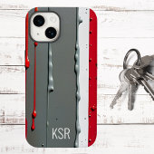 Abstract Rood & Grijs Dripping Paint Monogram Case-Mate iPhone Case