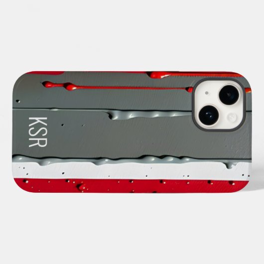 Abstract Rood & Grijs Dripping Paint Monogram Case-Mate iPhone Case (Achterkant (horizontaal))