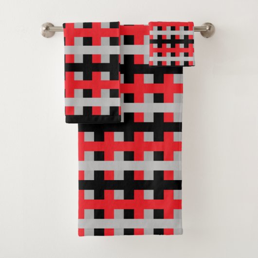Abstract rood, grijs en zwart bad handdoek (Insitu)