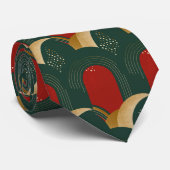 Abstract rood, groen en goud stropdas (Opgerold)