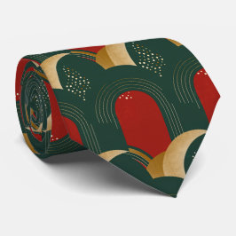 Abstract rood, groen en goud stropdas