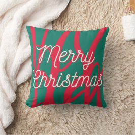 Abstract Rood Groen Gepersonaliseerd Prettig Kerst Kussen
