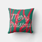 Abstract Rood Groen Gepersonaliseerd Prettig Kerst Kussen (Achterkant)