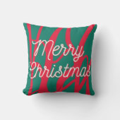 Abstract Rood Groen Gepersonaliseerd Prettig Kerst Kussen (Voorkant)
