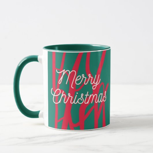 Abstract Rood Groen Gepersonaliseerd Prettig Kerst Mok (Links)