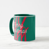 Abstract Rood Groen Gepersonaliseerd Prettig Kerst Mok (Voorkant links)