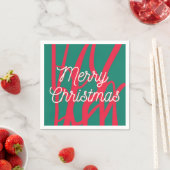 Abstract Rood Groen Gepersonaliseerd Prettig Kerst Servet (Insitu)