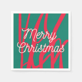 Abstract Rood Groen Gepersonaliseerd Prettig Kerst Servet