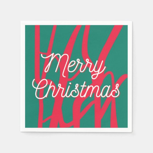 Abstract Rood Groen Gepersonaliseerd Prettig Kerst Servet (Voorkant)