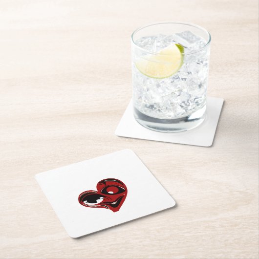 Abstract, rood hart kartonnen onderzetters (Insitu)