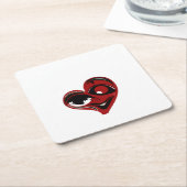 Abstract, rood hart kartonnen onderzetters (Schuin)