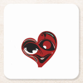 Abstract, rood hart kartonnen onderzetters