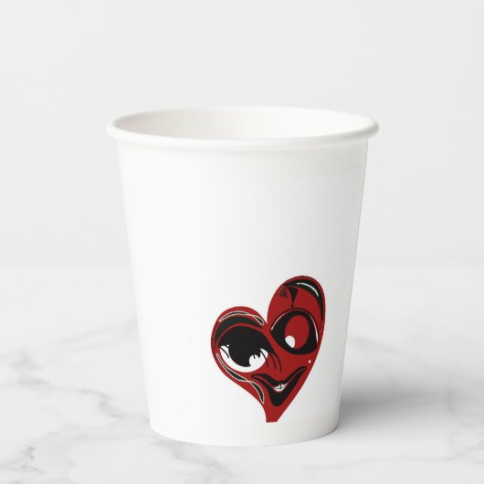 Abstract, rood hart papieren bekers (Achterkant)