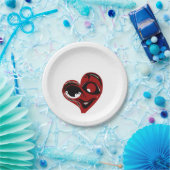 Abstract, rood hart papieren bordje (Feest)