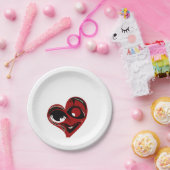 Abstract, rood hart papieren bordje (Feest)