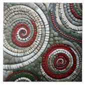 Abstract rood kerstspiraalpatroon tegeltje (Voorkant)