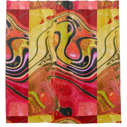 Abstract rood kunstwerk douchegordijn (Voorkant)