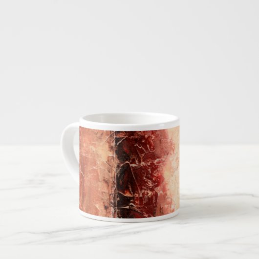 Abstract rood landschap espresso kop (Links)