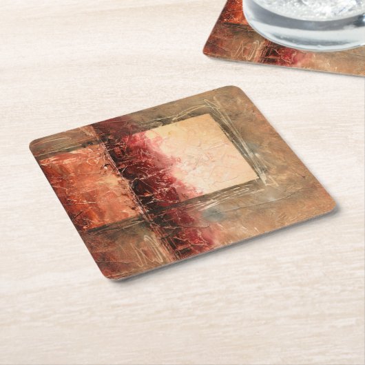 Abstract rood landschap kartonnen onderzetters (Schuin)