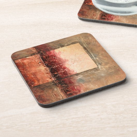 Abstract rood landschap onderzetter (Linkerzijde)