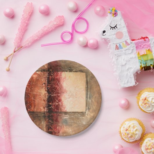 Abstract rood landschap papieren bordje (Feest)