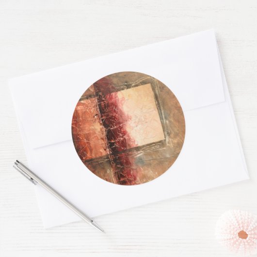 Abstract rood landschap ronde sticker (Envelop)