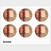 Abstract rood landschap ronde sticker (Vel)