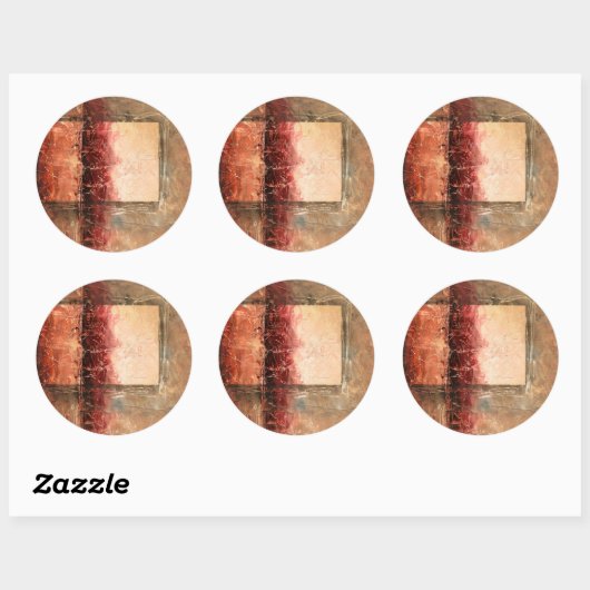 Abstract rood landschap ronde sticker (Vel)
