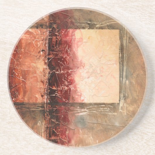 Abstract rood landschap zandsteen onderzetter (Voorkant)