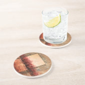 Abstract rood landschap zandsteen onderzetter (Zijkant)