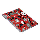 Abstract rood Notitieboek – zwart-wit (Rechterzijde)