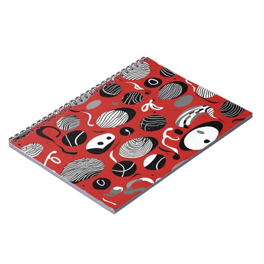 Abstract rood Notitieboek – zwart-wit (Linkerzijde)