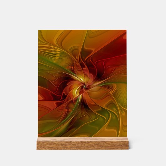 Abstract rood Oranje bruin fractaal kunstventilato Acryl Bord (Voorkant)