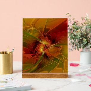 Abstract rood Oranje bruin fractaal kunstventilato Acryl Bord