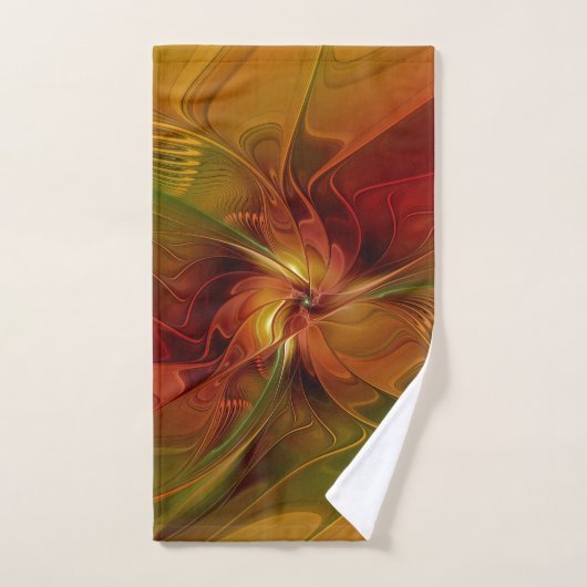 Abstract rood Oranje bruin fractaal kunstventilato Bad Handdoek (Handdoek)