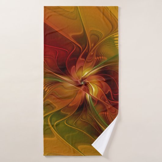 Abstract rood Oranje bruin fractaal kunstventilato Badhanddoek (Badhanddoek)