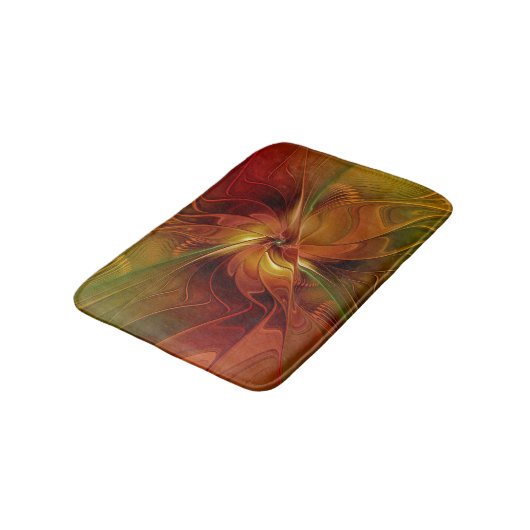 Abstract rood Oranje bruin fractaal kunstventilato Badmat (Gekanteld)