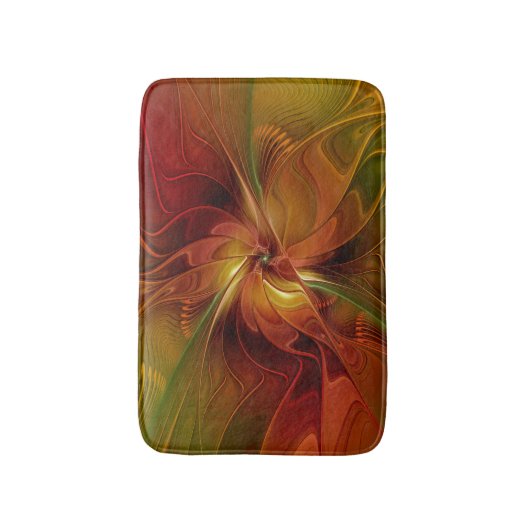 Abstract rood Oranje bruin fractaal kunstventilato Badmat (Voorkant Verticaal)